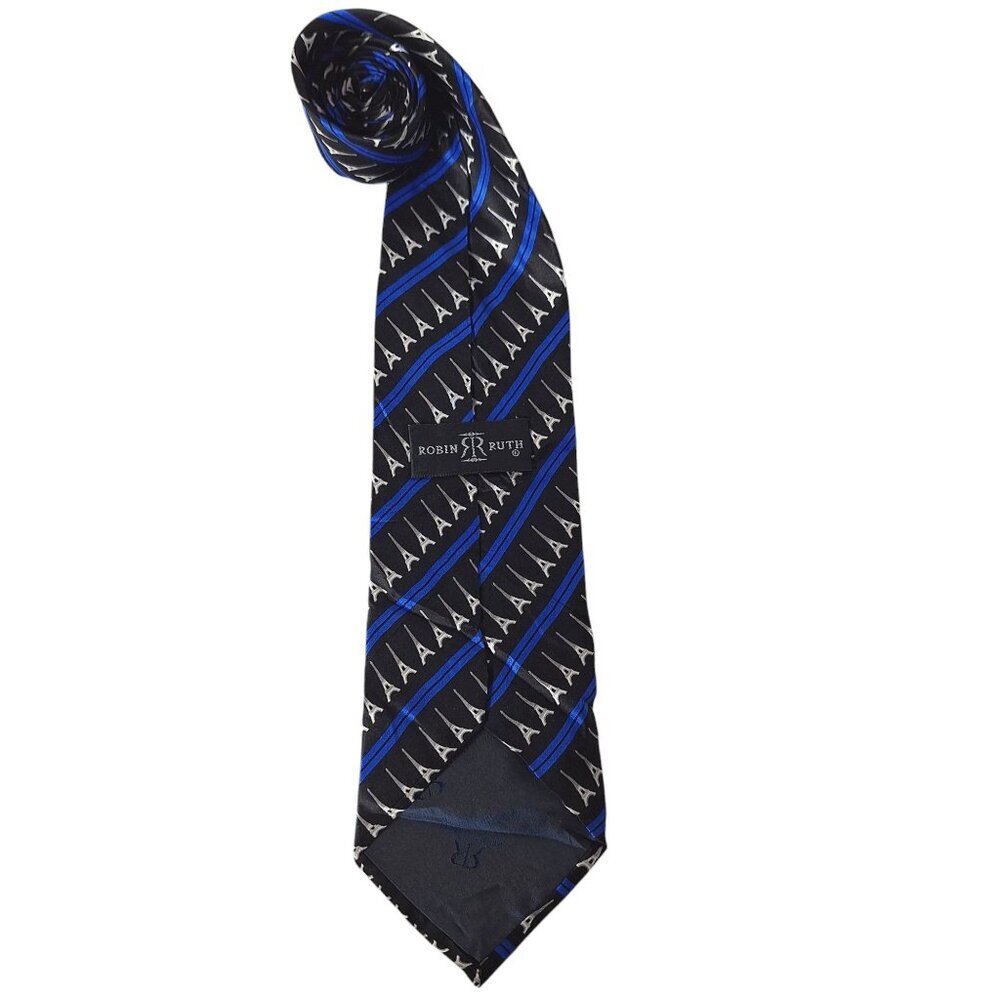 Robin Ruth Eiffel Tower Print Silk Necktie - image 5